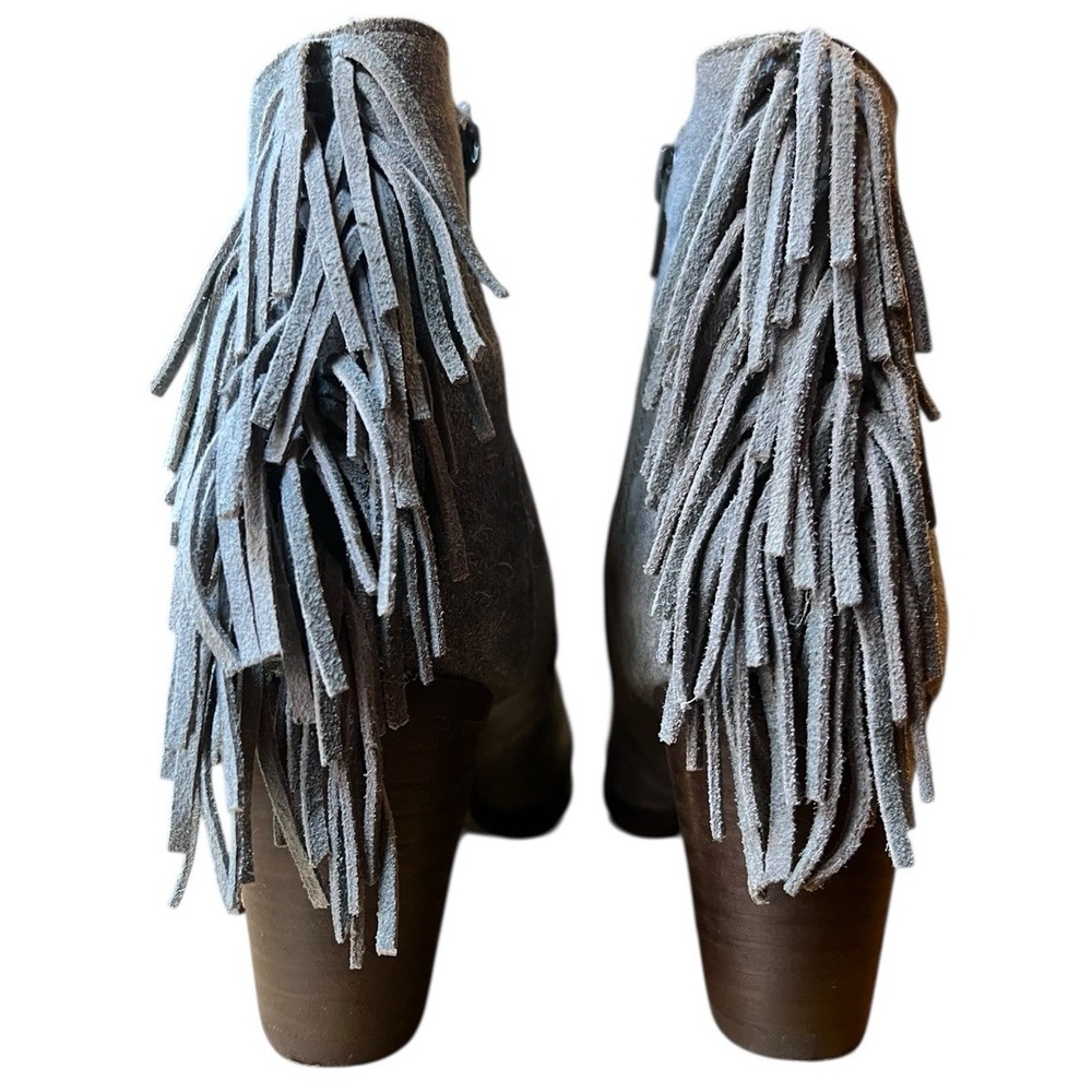 Matisse Lucinda Fringe Braided‎ Western  Blue Suede Leather Ankle Boots Sz 8.5 - Picture 8 of 16